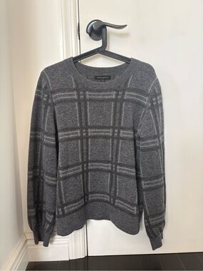 Banana Republic women Charcoal Gray Windowpane Crewneck Sweater